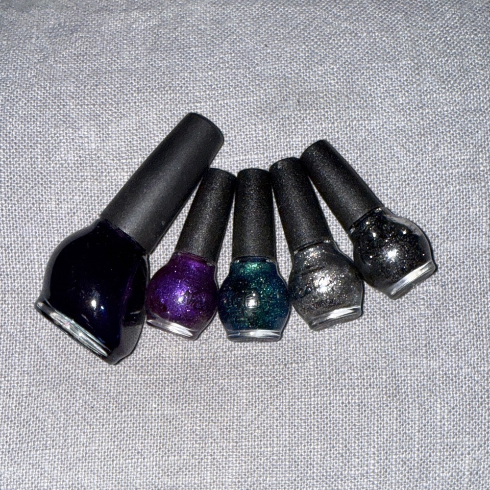 OPI Nail Polish Set - Black, Purple, Teal, Silver Glitter